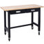 Banc de travail 48 po, banc de travail avec rangement de tiroir, table de travail en bois de bambou robuste avec roulettes pour le bureau à domicile-121794910