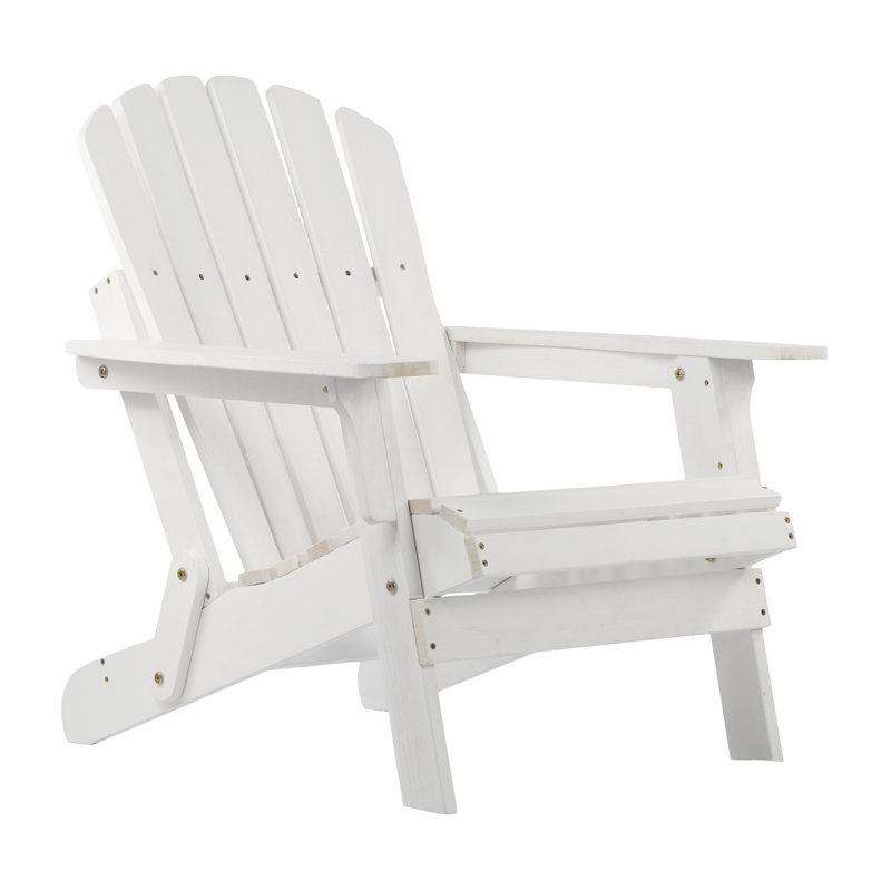 Oversize Folding Wooden Adirondack Chair, Pre-Assembled Backrest Outdoor Patio Hemlock Wood Lounge Chair for Garden Backyard Porch