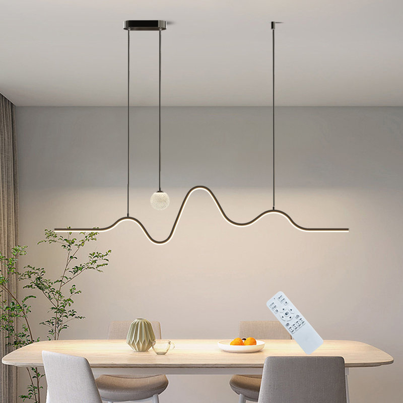 Kameika 2 - Light Black LED Linear Kitchen Island Pendant