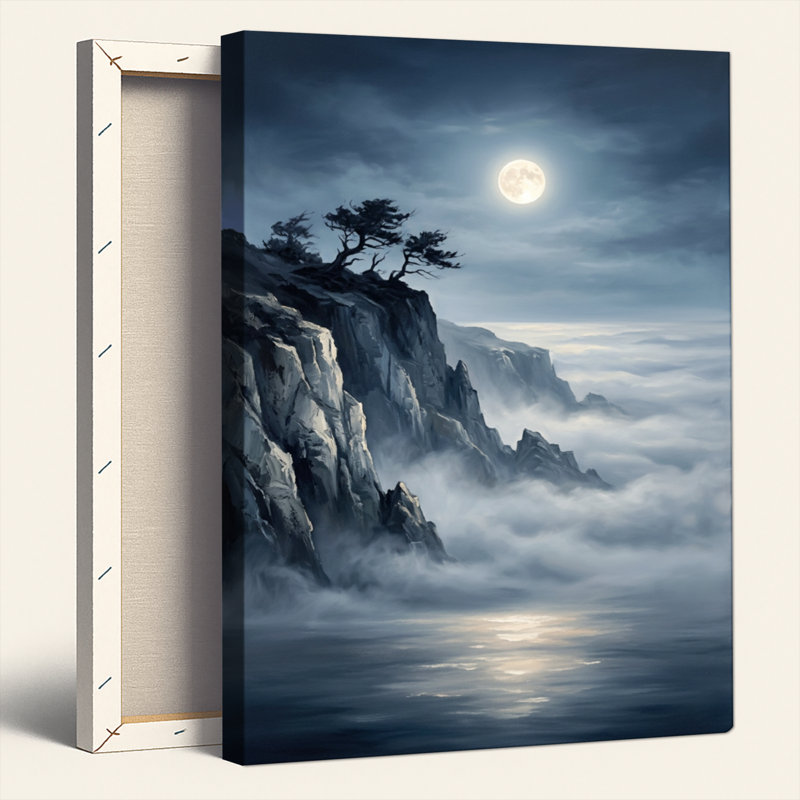 Moonlit Cliff, reproduction d'art sur toile, ensemble de 1, Wrapped Canvas, H 30 po x l 20 po