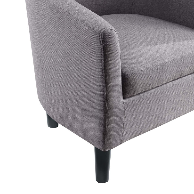 Fauteuil demi-tonneau avec repose-pieds Anges, Tissu gris ciment