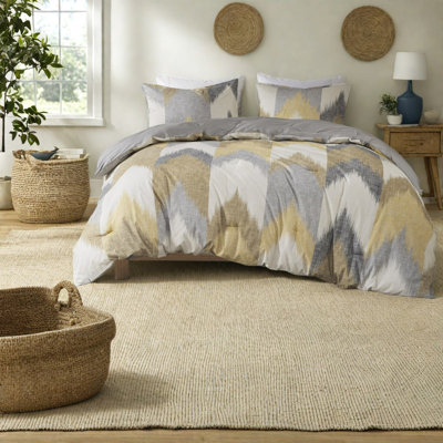 Ensemble de literie de qualité supérieure, coton hypoallergénique, style chevron moderne pour la maison