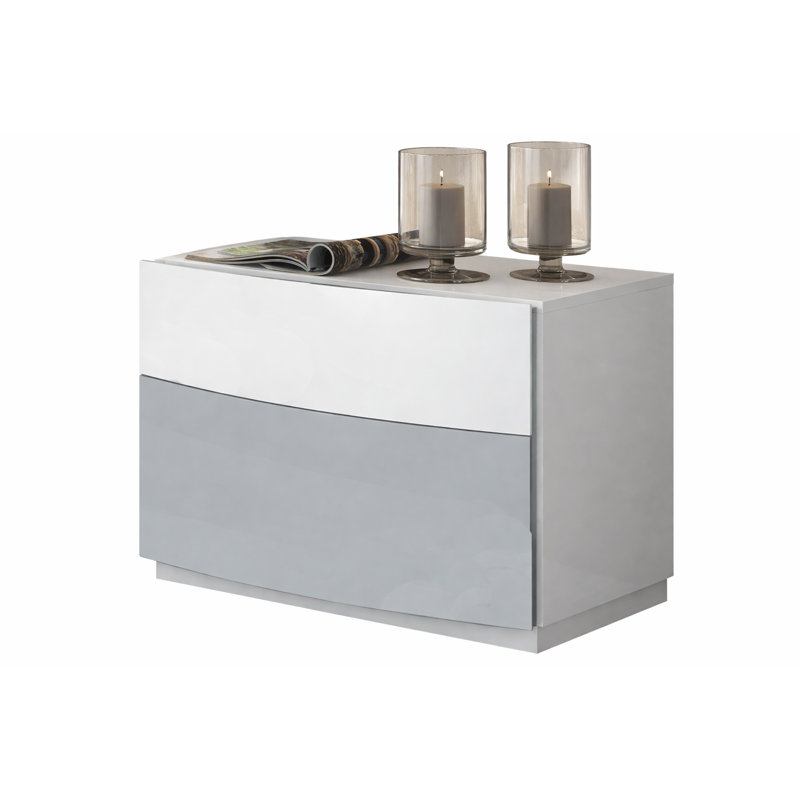 Modern White & Grey Bedside Table