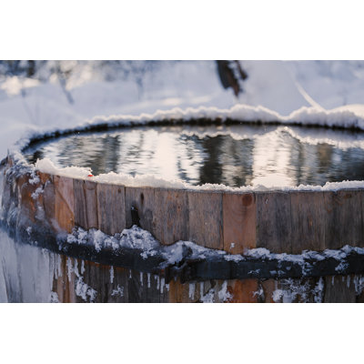 Big Snow Covered Barrel - Wrapped Canvas Print