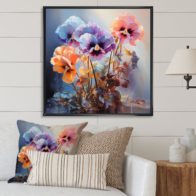 Pensées mauves, impression romantique - art mural floral, salon
