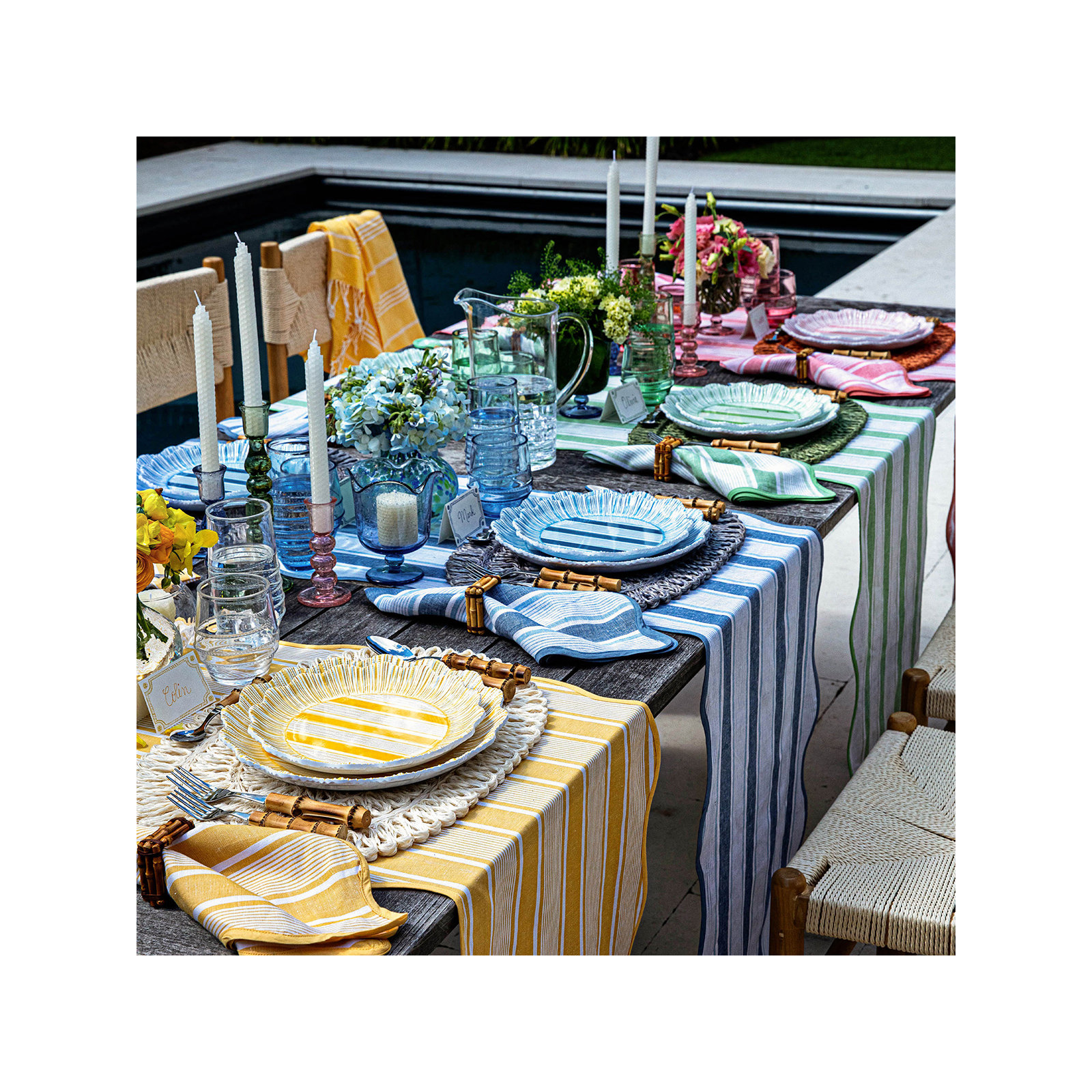 Cabana Stripe Napkins, Seagrass