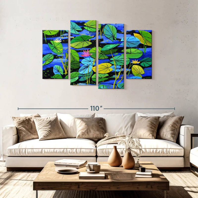 Harnek Pink Waterlilies, 48" H x 75" W