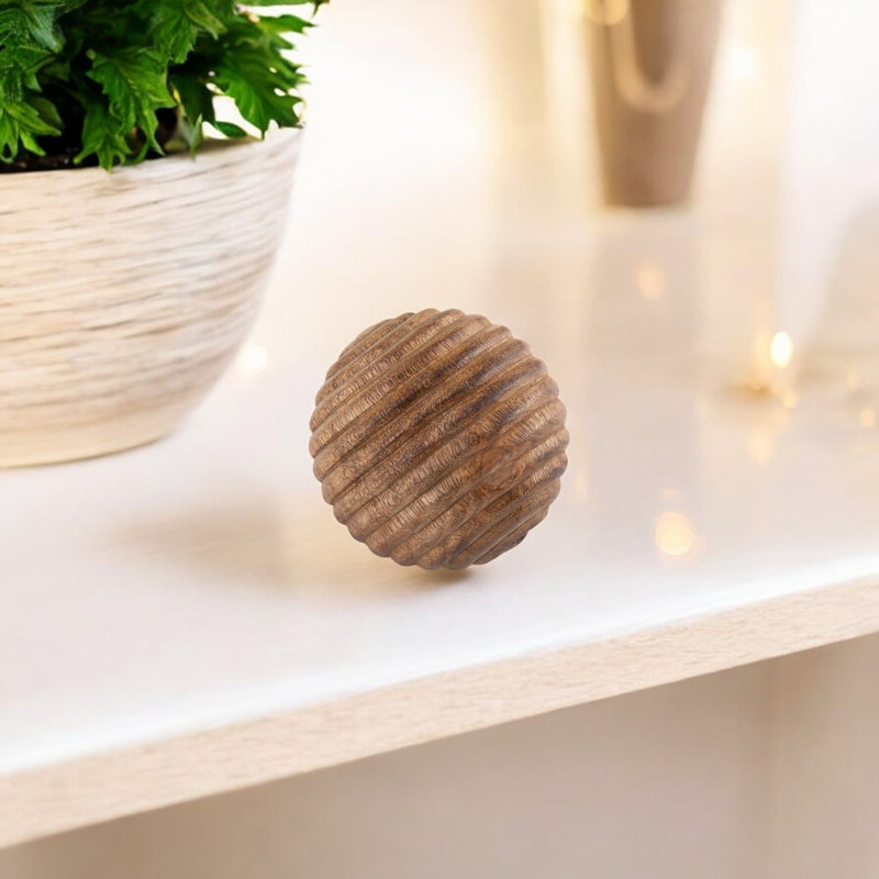 Nena Decorative Wooden Orb, 4" H x 4" W x 4" D