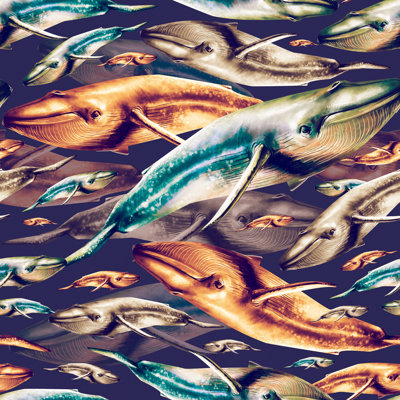 Whale Pattern - Wrapped Canvas Print