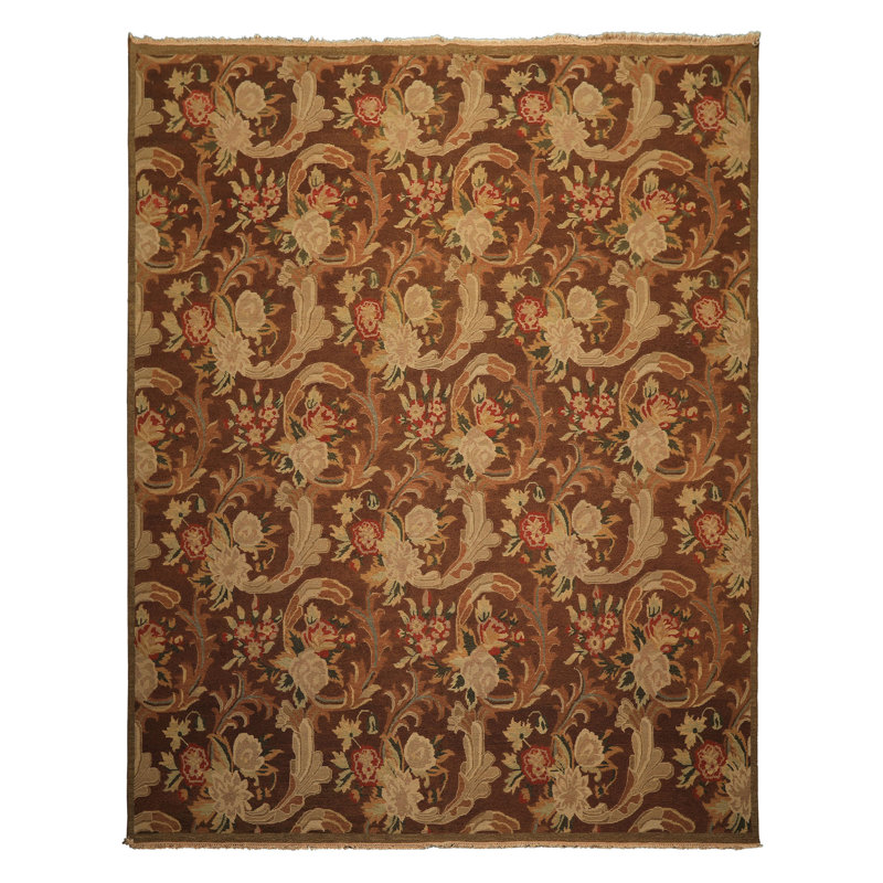 Tapis brun en laine noué à la main 9 pi 2 po x 11 pi 11 po Nourison Nourmak Oushak