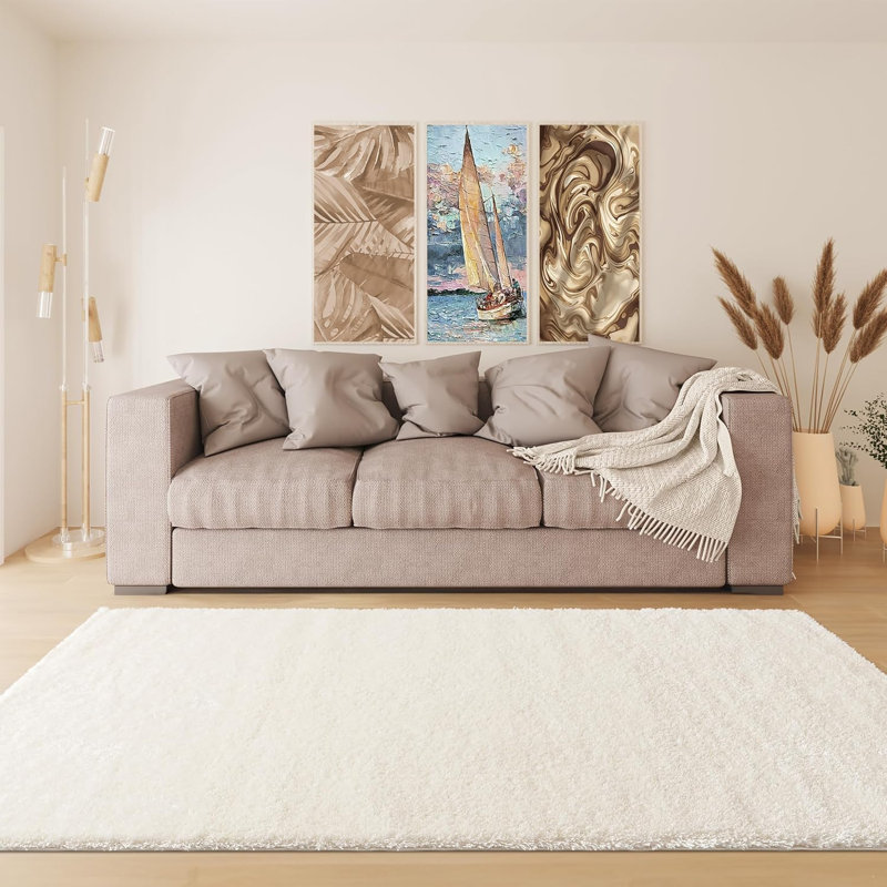 Ruglenza Shaggy Runner Rug - Soft Fluffy Long Hallway Carpet, Non Slip, Easy to Clean, Cozy Stylish Modern Rug, Cream