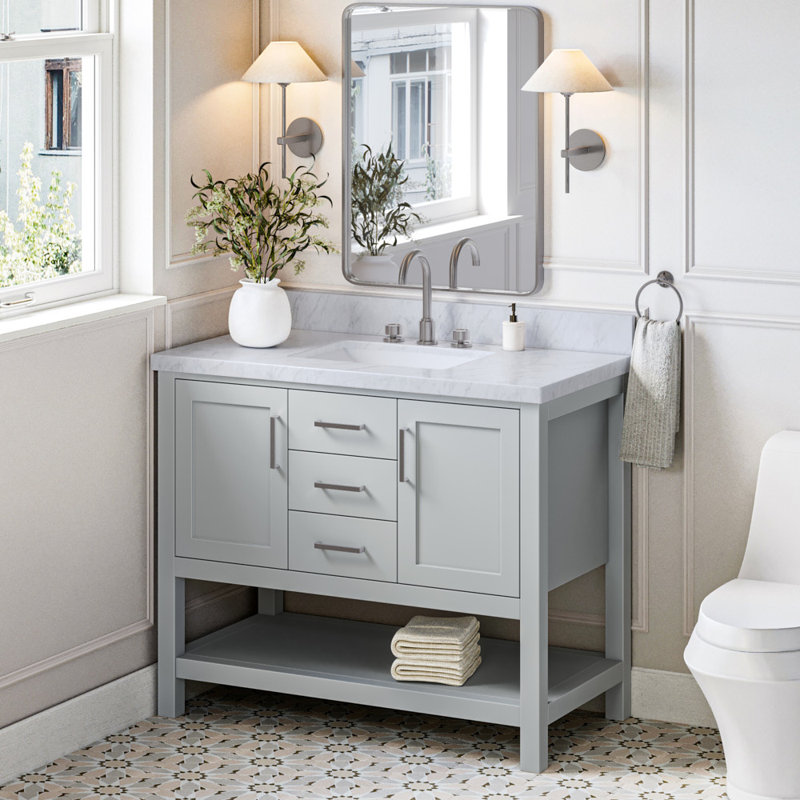 Ensemble de meuble-lavabo simple 43 po Abby, gris