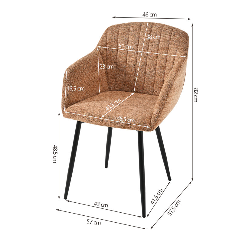 Ohio Modern Upholstered Dining Chairs with Metal Legs, 6, Camel Chenille