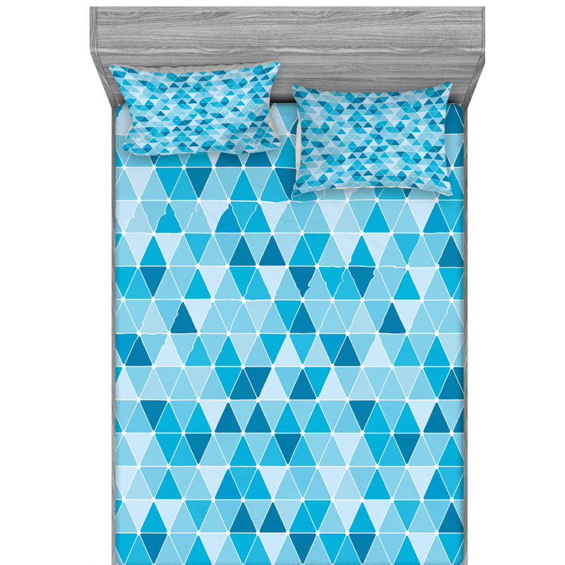Microfiber Geometric Sheet Set, Queen Sheet Set with Fitted Sheet