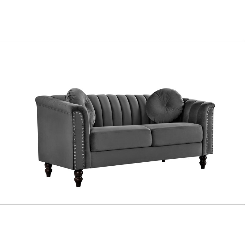 Drevion 61.4'' Velvet Loveseat, Gray