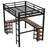 Full XL Metal Loft Bed with L-Shaped Desk, Metal Loft Bed with Storage Shelves, Safety Guardrail & Ladder, Noise-Free Space Saving Metal Loft Beds Frame, No Box Spring Needed, for Bedroom, Dorm & Gaming Room, Black
