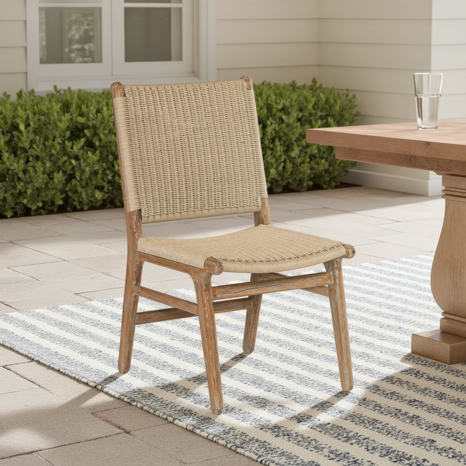 Sedona Teak Premium All-Weather Wicker Outdoor Dining Side Chair