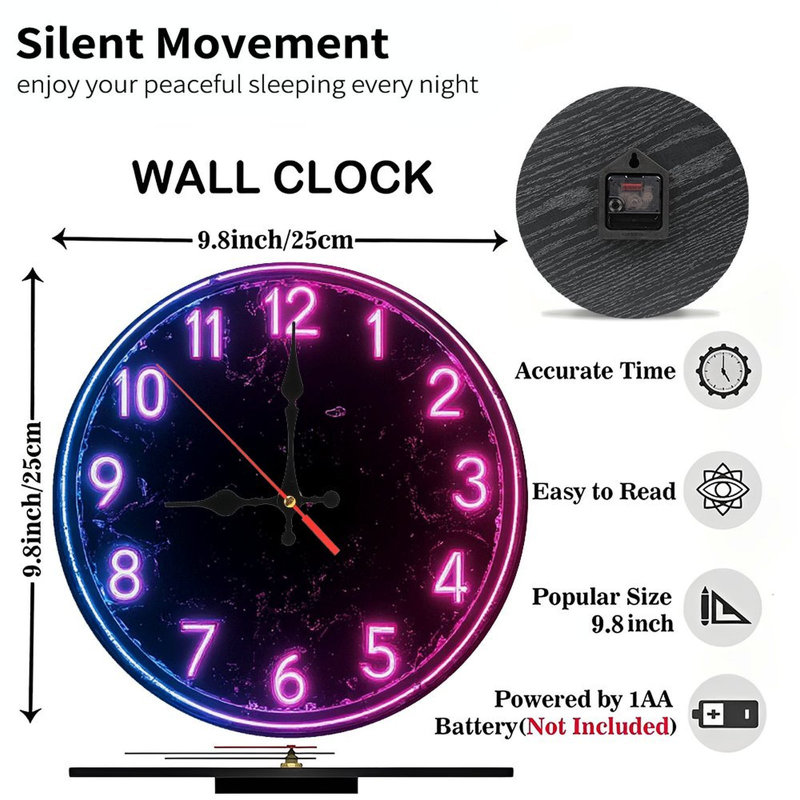 Horloge murale néon
