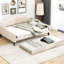 Lit de jour double avec literie beige et lit gigogne simple - Robuste et attrayant pour maximiser l'espace de la pièce