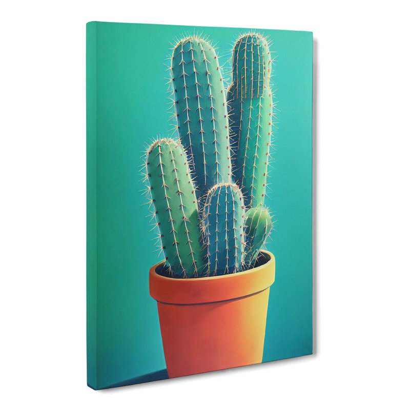 Cactus Cacti Potted - Wrapped Canvas, 50cm H x 35cm W x 3cm D