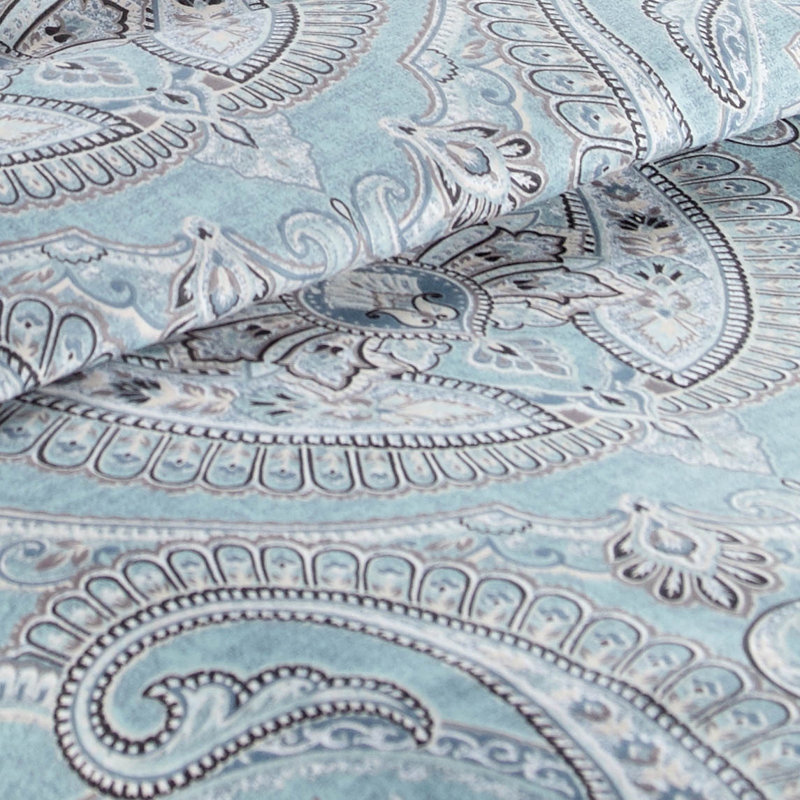 Pure Melody Aqua Queen Paisley Microfiber Sheet Set