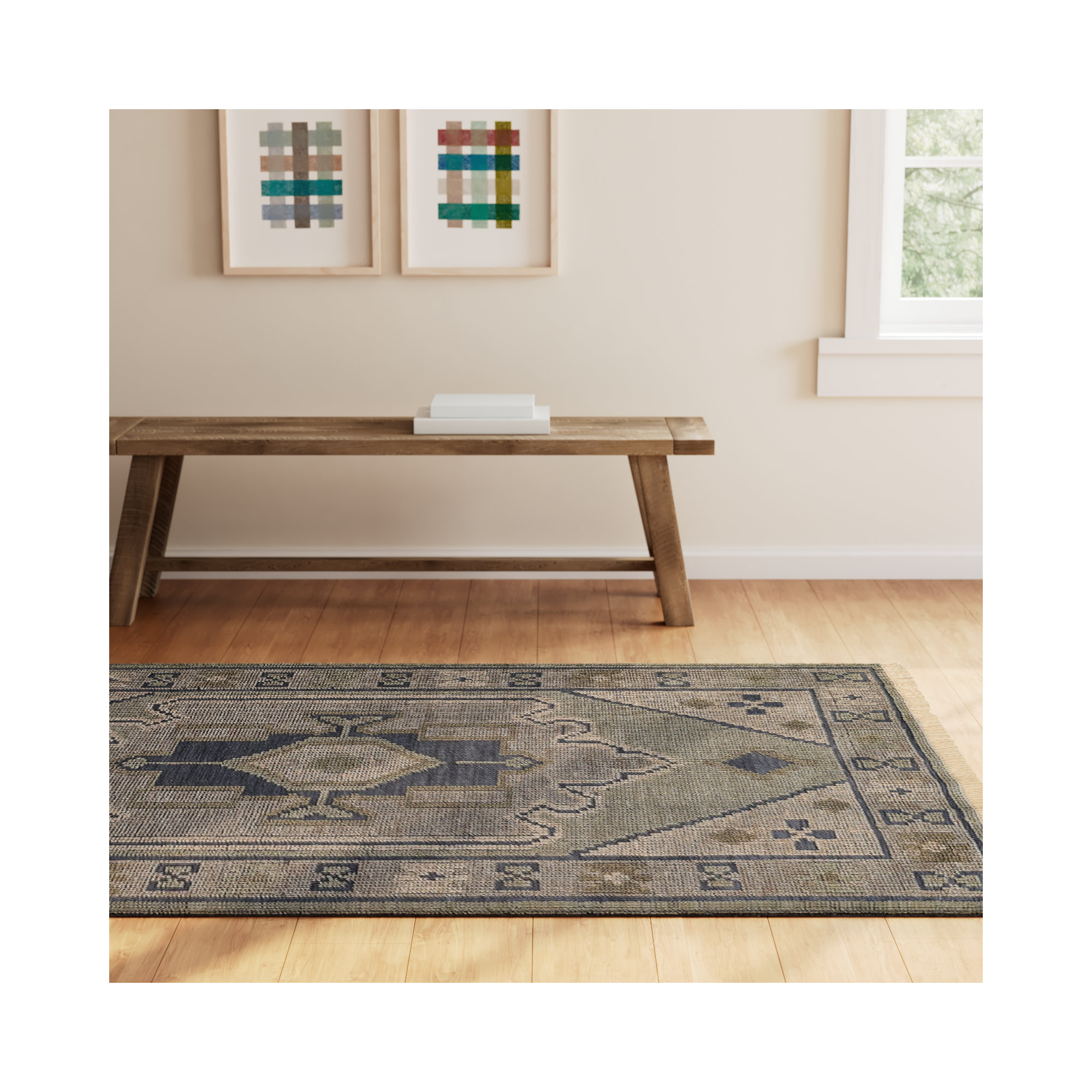 Aris Handmade Rug, Rectangle 5' x 8'