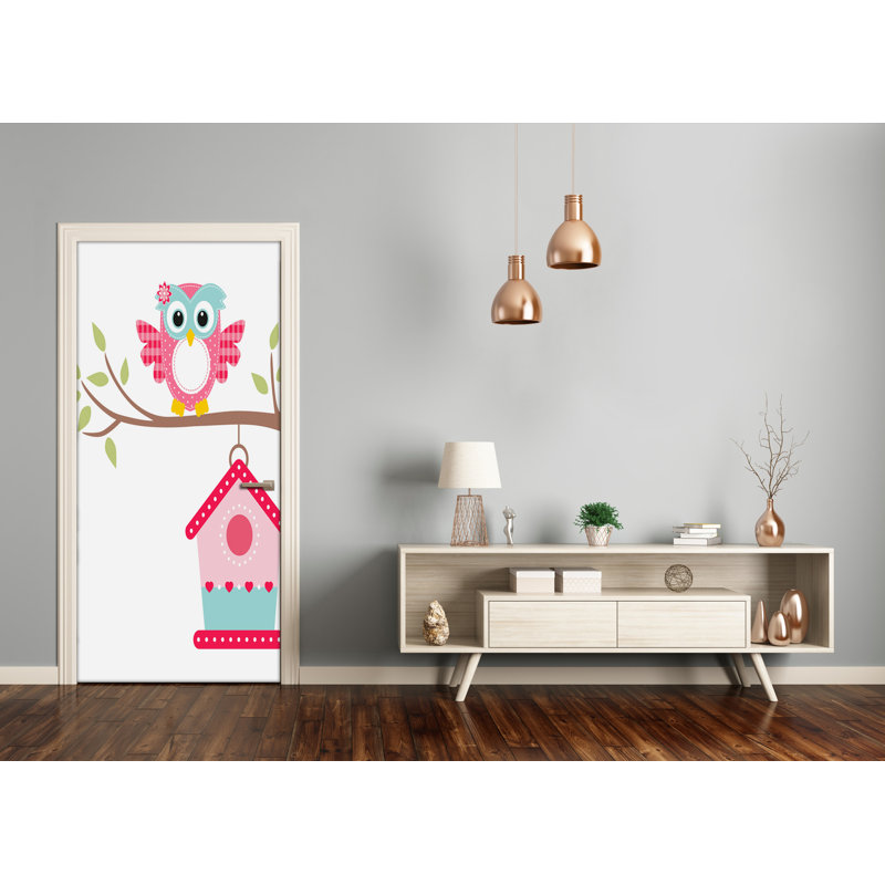Owl Branch Door Decal, 205cm H x 85cm W