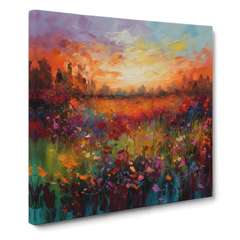 Meadow Palette Knife Painting - Wrapped Canvas, 35cm H x 35cm W x 3cm D