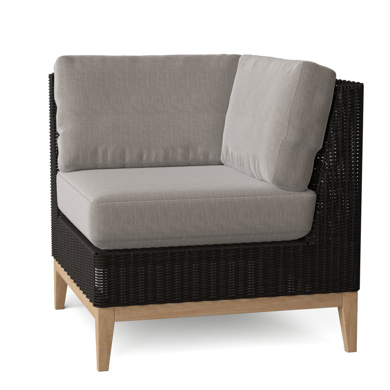 Frances Outdoor Corner Wedge Lounge Chair, Demo Putty, Frances Black