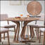 Table de salle à manger 5 pièces ronde en noyer avec chaises en velours côtelé mauve foncé Seda, parfaite pour une salle à manger confortable-1298002058