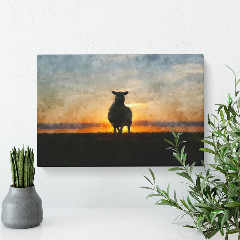 Sunset And Sheep - Wrapped Canvas, 35cm H x 50cm W x 3cm D