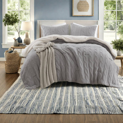 Ensembles de literie très luxueux en chenille pour très grand lit, édredon en tricot torsadé gris avec taies décoratives assorties