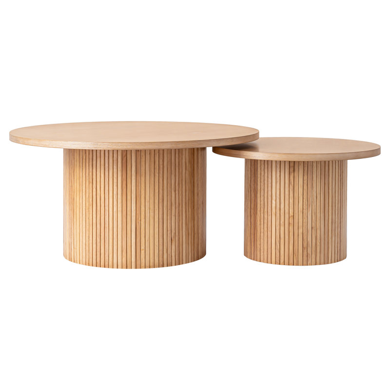 Solid Coffee Table Side Table Set, Natural