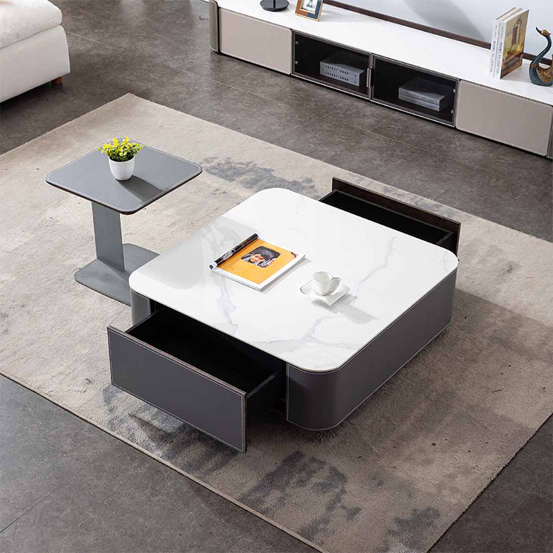 Table basse carrée, H 14,2 po x L 43,3 po x l 43,3 po