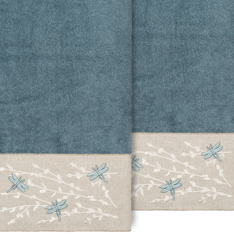 Ensemble de 2 serviettes de bain en coton turc Braelyn, Bleu sarcelle