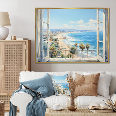 Décoration murale fenêtre vue sur le rivage californien II - Los Angeles