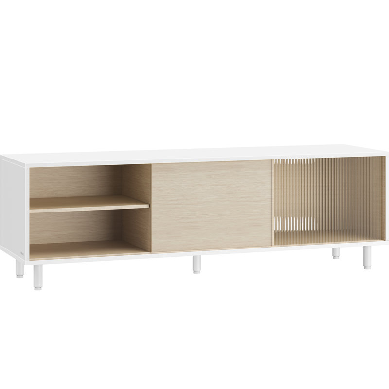 Superfast Toolless Assembly TV Cabinet For TVs up to 60", Cloud White/Natural Beige