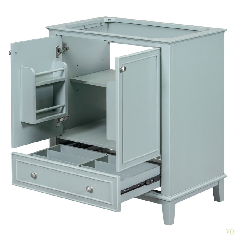 Meuble-lavabo 30 po sans lavabo, base seulement, armoire de salle de bain multifonctionnelle avec portes et tiroir, cadre solide et panneau de fibres à densité moyenne