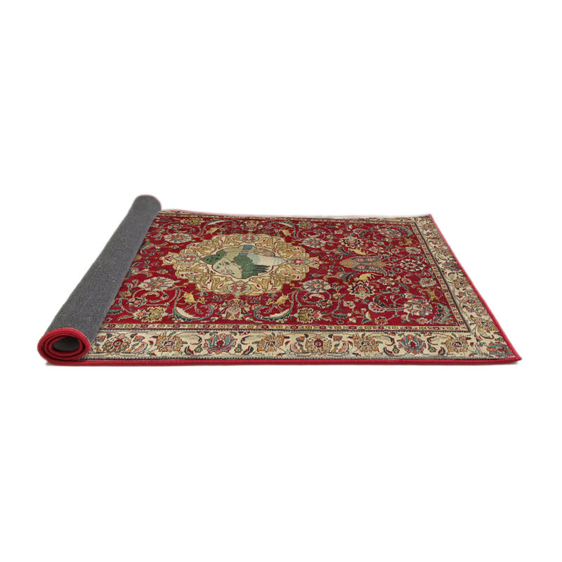 Tapis de style oriental rouge, Rond 7 pi