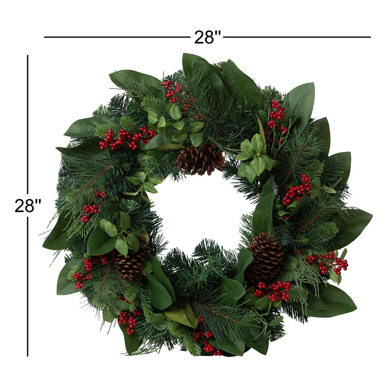 Magnolia Leaf and Winter Foliage Wreath