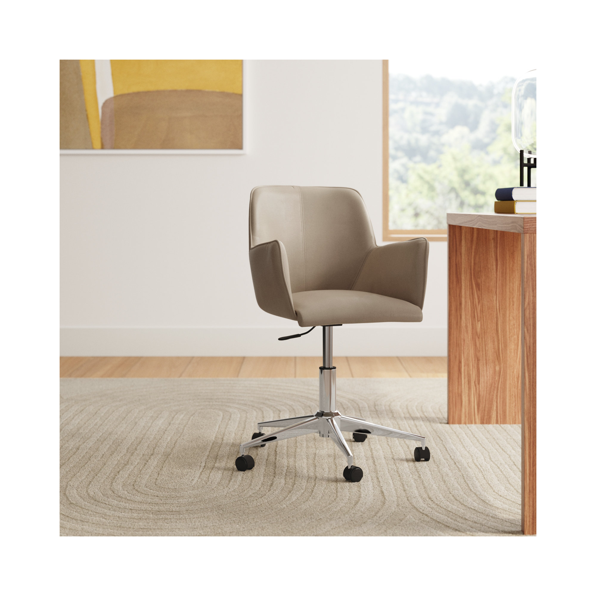 Azure Faux Leather Swivel Task Chair, Taupe