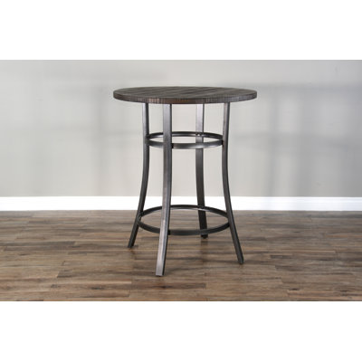 Gabrie Mahogany Round Metal Base Dining Table