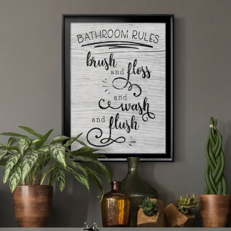 " Bathroom Rules ", 18.5" H x 24.5" W x 1.5" D, Black