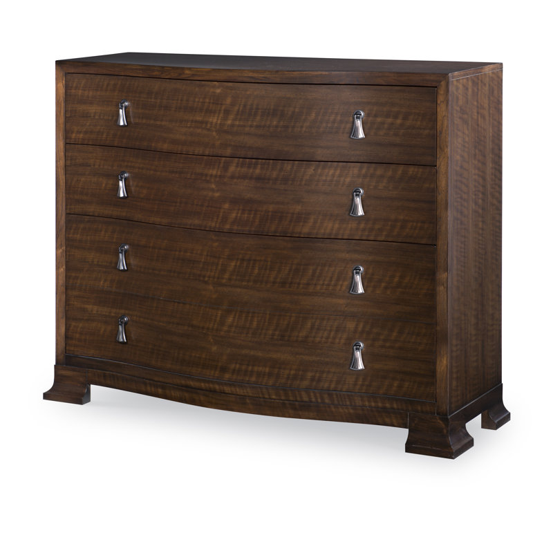 Frasier Serpentine 4 - Drawer Solid Wood Dresser, Brunette