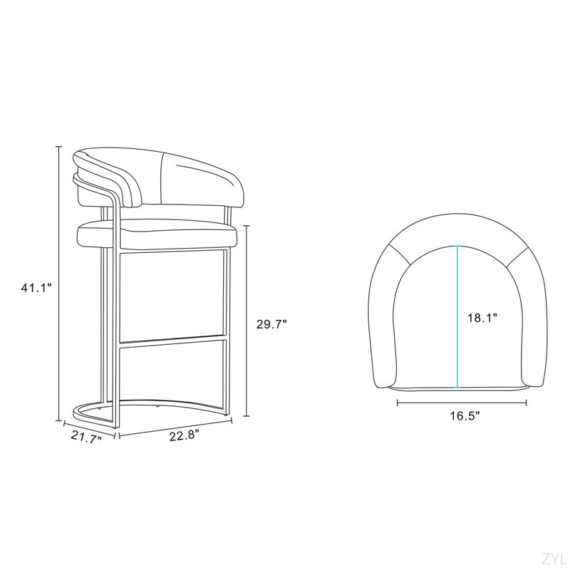 Tabouret de bar Augusta, Gris clair