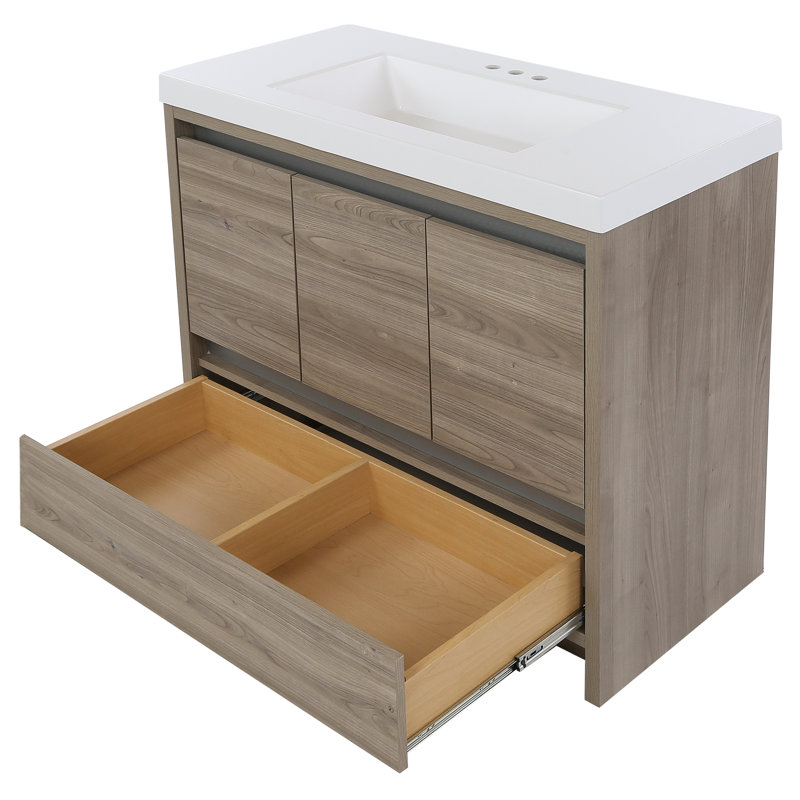 36.5" Single Bathroom Vanity With Cultured Marble Top, Forest Elm