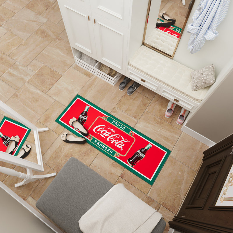 Tapis rouge antidérapant 2 x 5 Coca-Cola