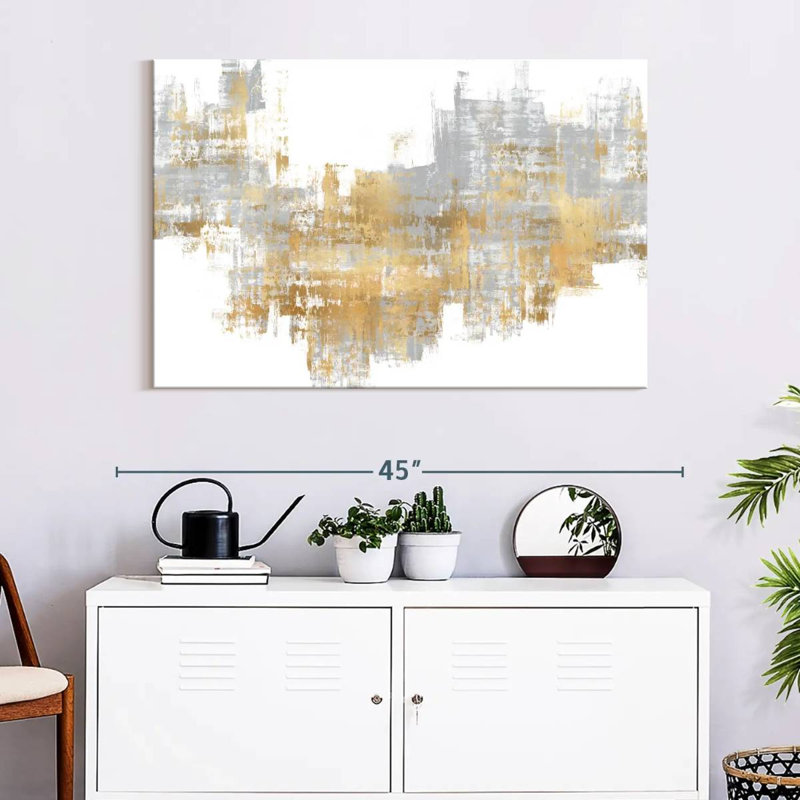 Avery Dynamic Gold On Grey II, 26" H x 39" W