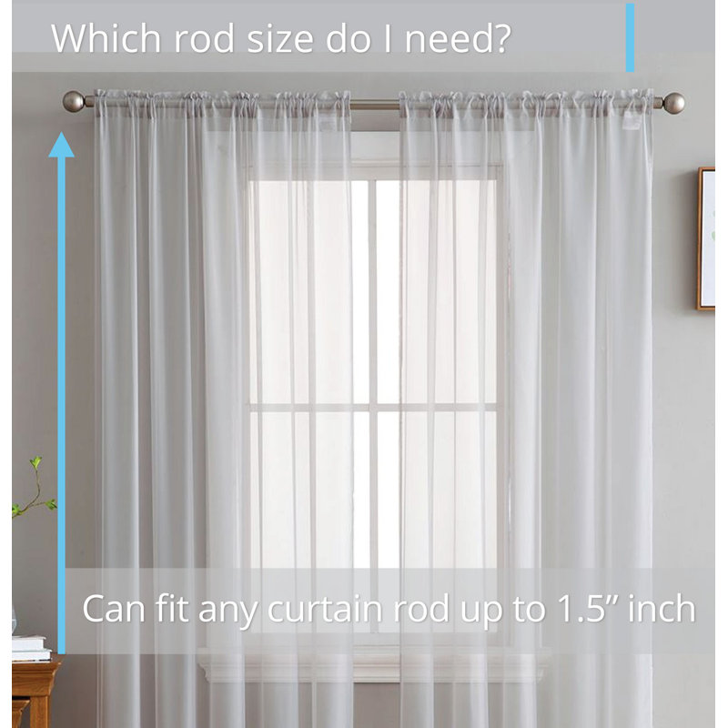 Daxin Sheer Voile Rod Pocket Curtain Panels, 54" W x 108" L, Silver