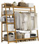 Bamboo Cloth 51" W Rack Heavy Duty Top Shelf Hanging Rod with Side Hook and Shoe Storage Shelf